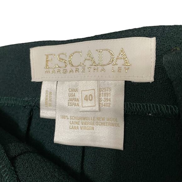 Vintage Escada Wool Pants Trousers Forest Green Knit Germany - Size EU 40 - Picture 4 of 9